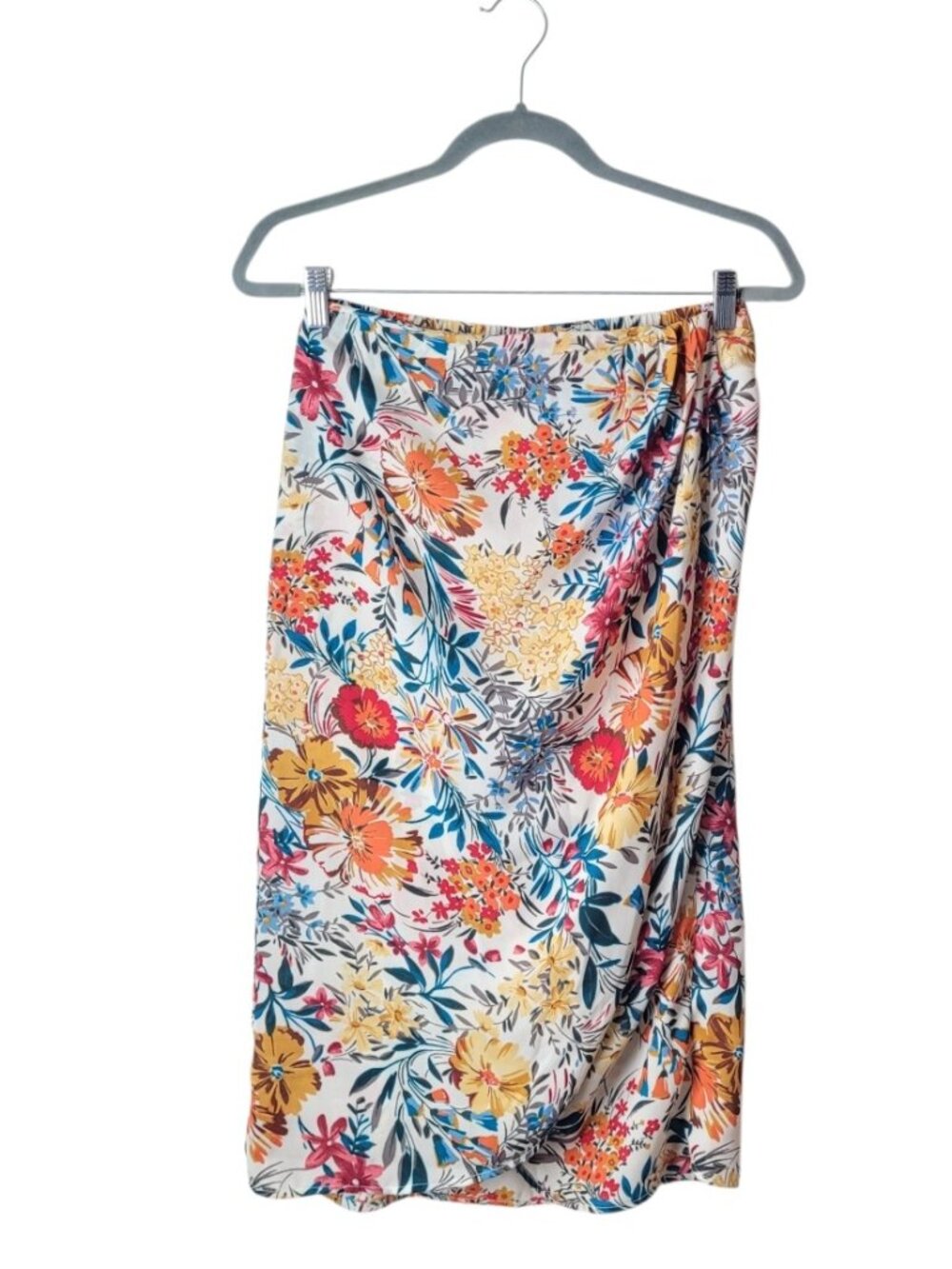 Status by Chenault Colorful Floral Faux Wrap Skirt